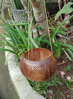Flowerpot coconut polished/carved. Art. code: CCB007. Size Diameter aprox 13-15 cm. Price FOB 3,20 usd.