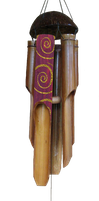 Bamboo windshime purplewash/gold spiral. Art.code:BW016-9-30 size 11x11x45cm-Price FOB 1,25 usd (Exwork 14.500 IDR). BW016-9-40 size 12x12x55cm-Price 1,80 usd (Exwork 19.500 IDR). BW016-9-50 size 15x15x65cm-Price 2,15 usd (Exwork 23.000 IDR). 