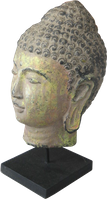 Buddha Head on stand in wood. Size H26, L14, W14 cm. Price Exwork 56.400 IDR. Price FOB 4,40 usd excl packing. Order code CP017.