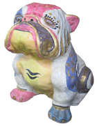 Bulldog in cement. Size H40, L45, W30 cm. Price FOB 22,45 usd incl packing wooden crate. Order code CP056.