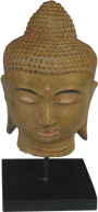 Buddha Head on stand in wood. Size H26, L14, W14 cm. Price FOB 3,75 usd excl packing. Order code CP018.
