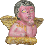 Pink Angel in cement. Size H15, W 18 cm. Price FOB 2,75 usd excl packing. Order code CP044.