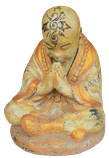 Praying Monk in cement. Size H20, L17, W14 cm. Price FOB 3,70 usd excl packing. Order code CP053.
