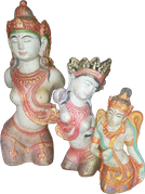 Dewi Tara in cement. Size H45 cm. Price FOB 7,95 usd excl packing. Art. code: CP070 (tothe left). Dewi Tara in cement. Size H30 cm. Price FOB 5,50 usd excl packing. Art. code: CP071(inthe middle). Dewi Sri in cement. Size H24 cm. Price FOB 3,65 usd excl packing. Art. code: CP072. 