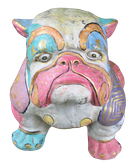 Bulldog in cement. Size H40, L45, W30 cm. Price Exwork 288.000 IDR. Price FOB 23,80 usd incl packing wooden crate. Order code CP120.