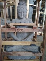 Sitting Buddha Meditation. Natural stone (Basanite). Size: H100, L50, W46 cm. Art. code BS091. Price Exwork 65,00 usd, Price FOB 78,30 usd. Port Semarang Indonesia.
