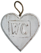 Wooden Heart “WC” 1607. Size H14cm, L14cm, W1,5cm. 