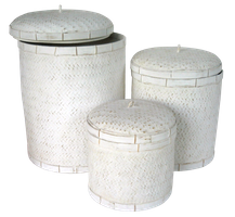Small Bamboo basket laundry. Set of 3pcs. Art. Code WW008.  Size baskets: H46xD34cm, H33.5xD29cm, H24xD25cm.   Big Bamboo basket laundry. Set of 3 pcs. Art. Code WW009. Size baskets: H57xD40cm, H46xD34cm, H33.5xD29cm. 