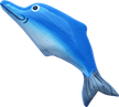 Art. code ZM014. Magnet animal wood Dolphin blue. Size L 10 cm H 3,5 cm. Price FOB 0,25 usd.